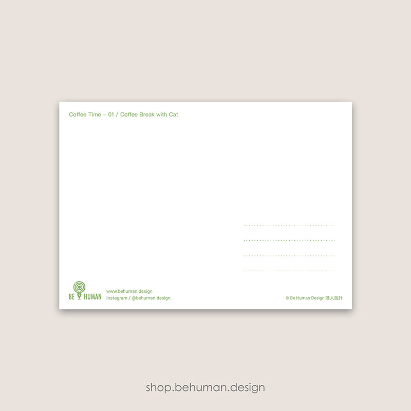 Coffee Time Postcard - 01 Coffee Break with Cat