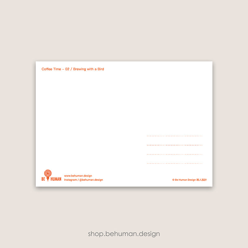 Coffee Time Postcard - 02 Brewing with a Bird