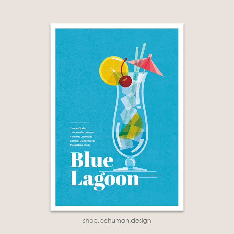 Cocktail Art Print - Blue Lagoon