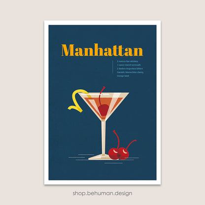 Cocktail Art Print - Manhattan