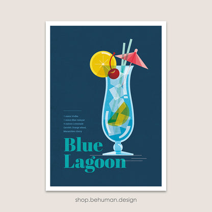 Cocktail Art Print - Blue Lagoon
