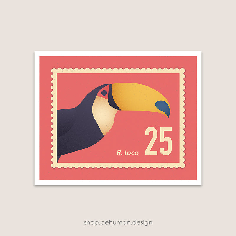 Birds Mail Art Print - Toucan Stamp