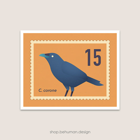 Birds Mail Art Print - Crow Stamp