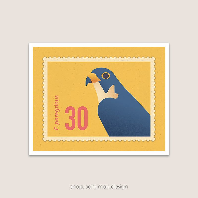 Birds Mail Art Print - Falcon Stamp
