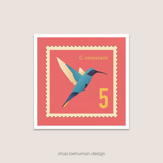 Birds Mail Art Print - Hummingbird Stamp