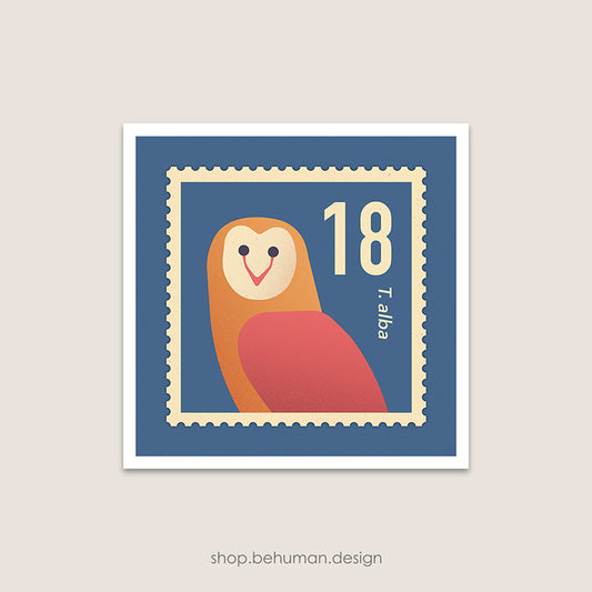 Birds Mail Art Print - Owl Stamp