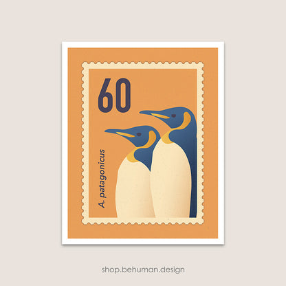 Birds Mail Art Print - Penguin Stamp