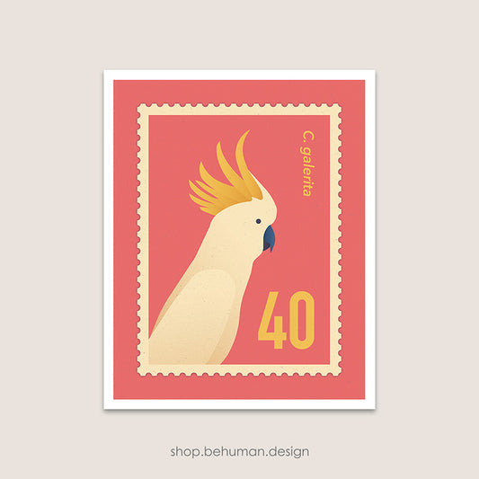 Birds Mail Art Print - Parrot Stamp