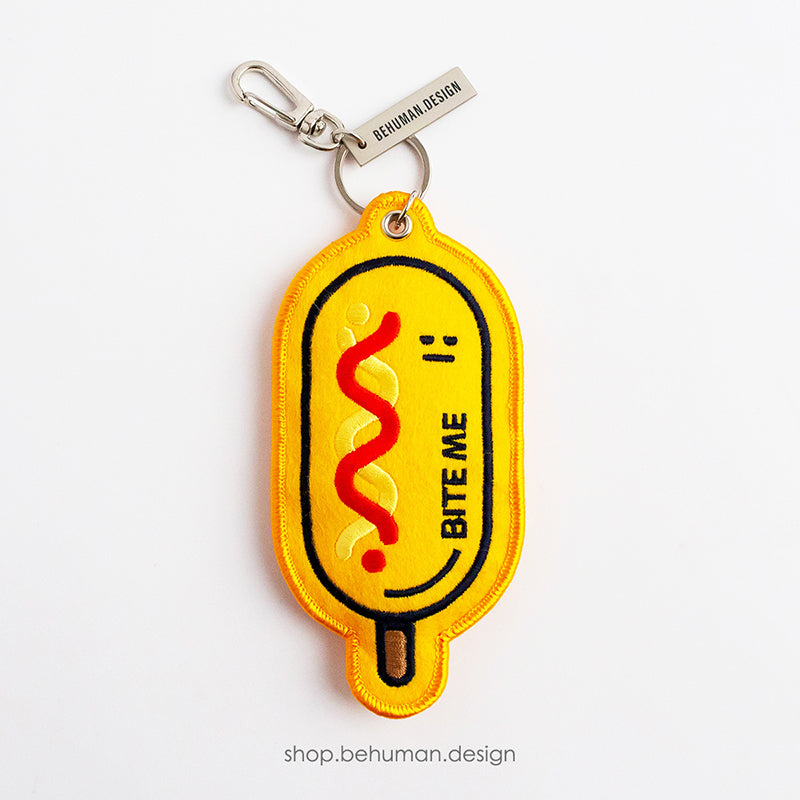 Embroidery Keyring - Grumpy Corndog